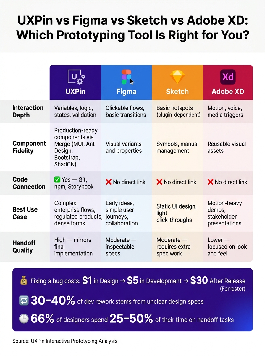 UXPin vs Figma vs Sketch vs Adobe XD: Prototyping Tool Comparison