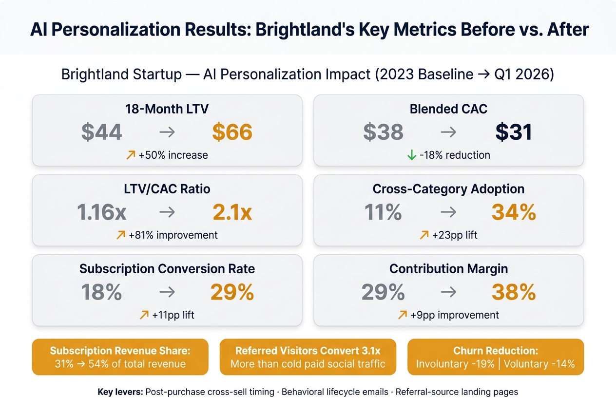 AI Personalization Results: Brightland's Key Metrics Before vs. After