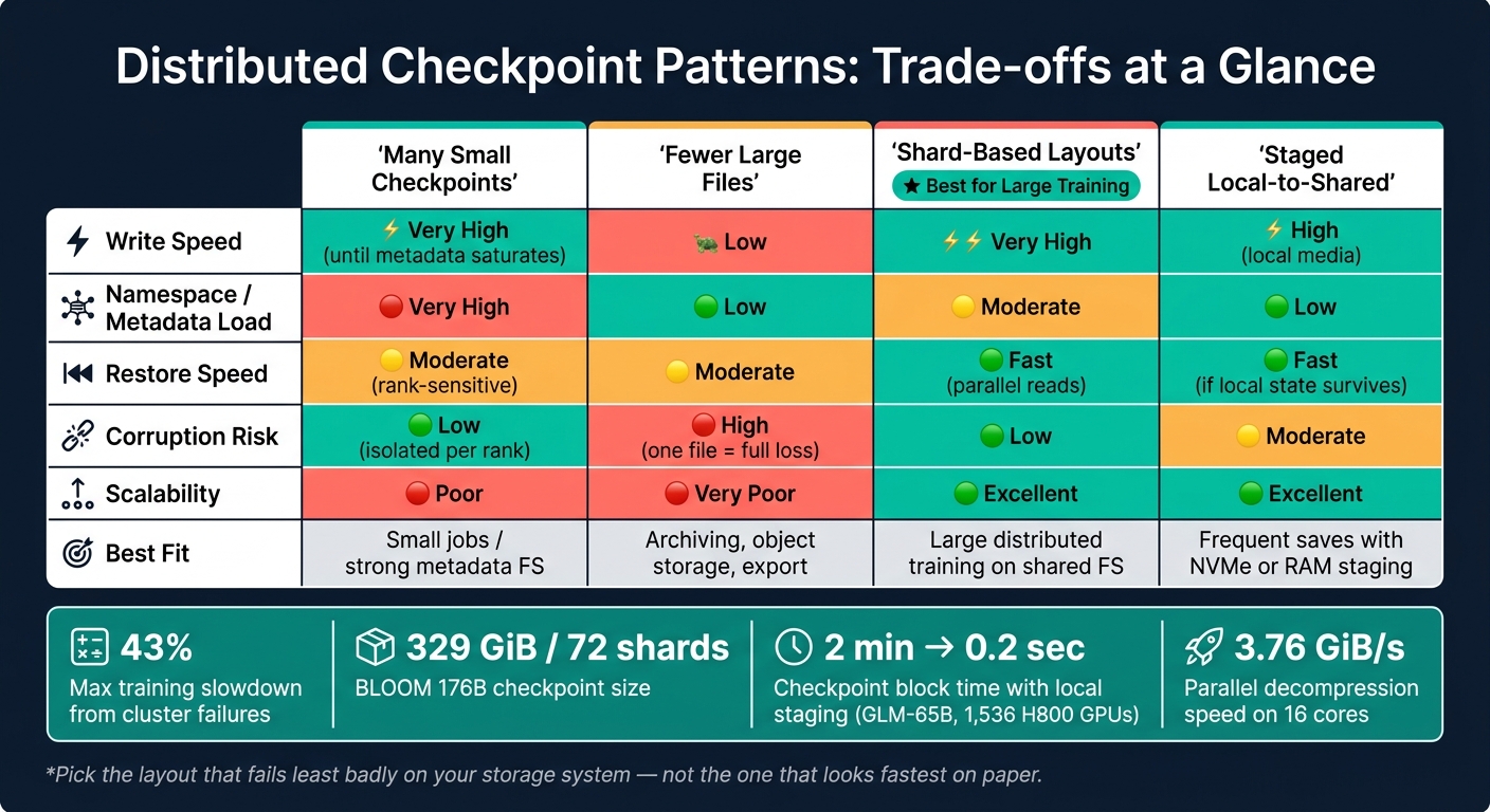 Distributed Checkpoint Patterns: Trade-offs at a Glance
