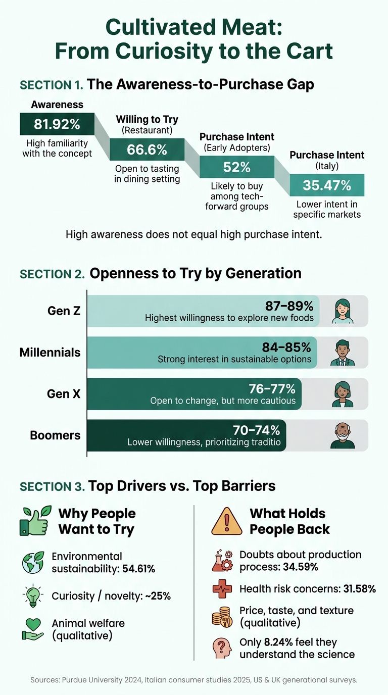Cultivated Meat: Consumer Openness vs. Purchase Intent by Age Group