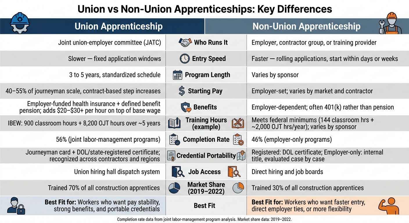 Union vs Non-Union Apprenticeships: Side-by-Side Comparison