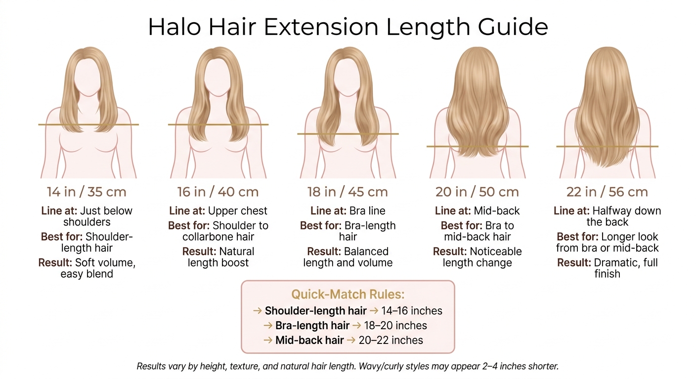 Halo Hair Extension Length Guide: 14 to 22 Inches Compared