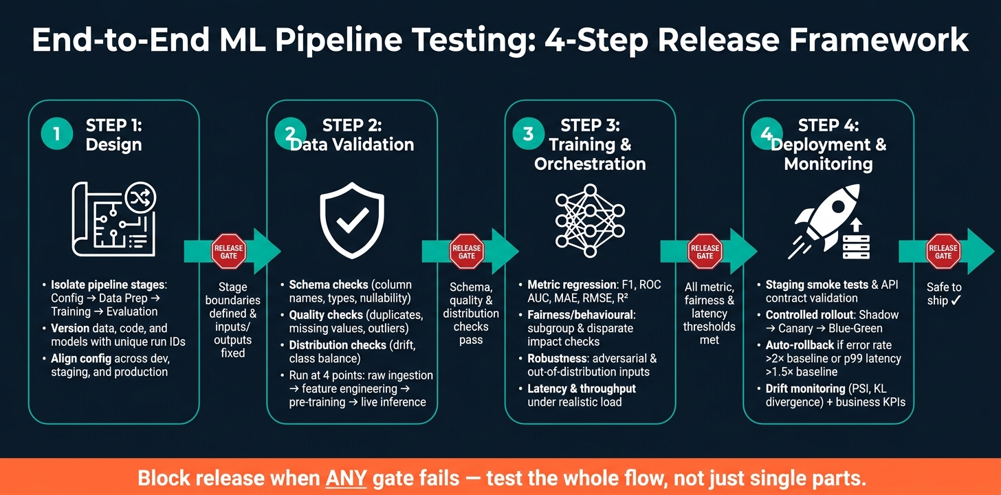 End-to-End ML Pipeline Testing: 4-Step Release Framework