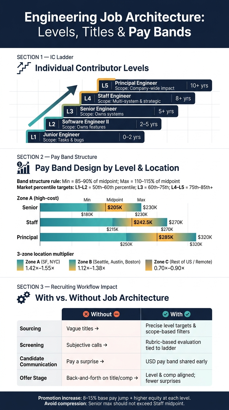 Engineering Job Architecture: Levels, Titles & Pay Bands at a Glance