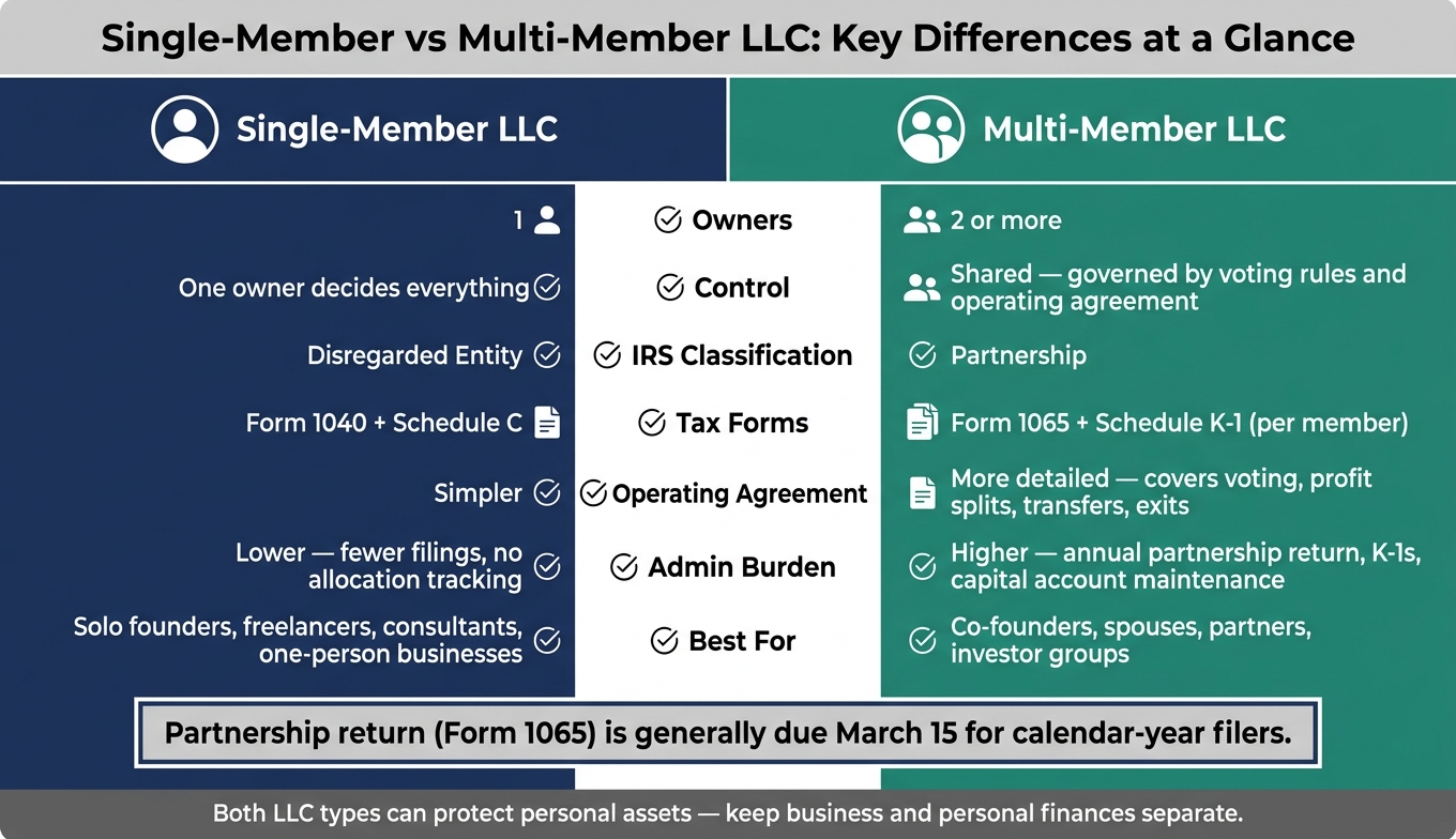 Single-Member vs Multi-Member LLC: Key Differences at a Glance