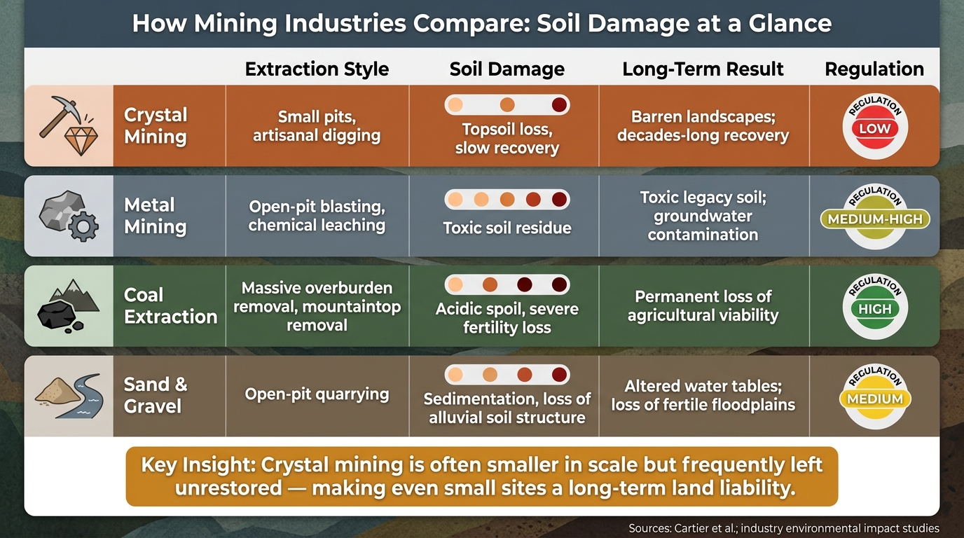 Crystal Mining vs. Other Industries: Soil Damage & Long-Term Land Costs