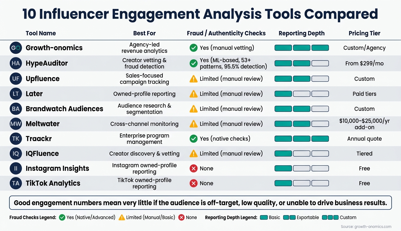 10 Influencer Engagement Analysis Tools Compared