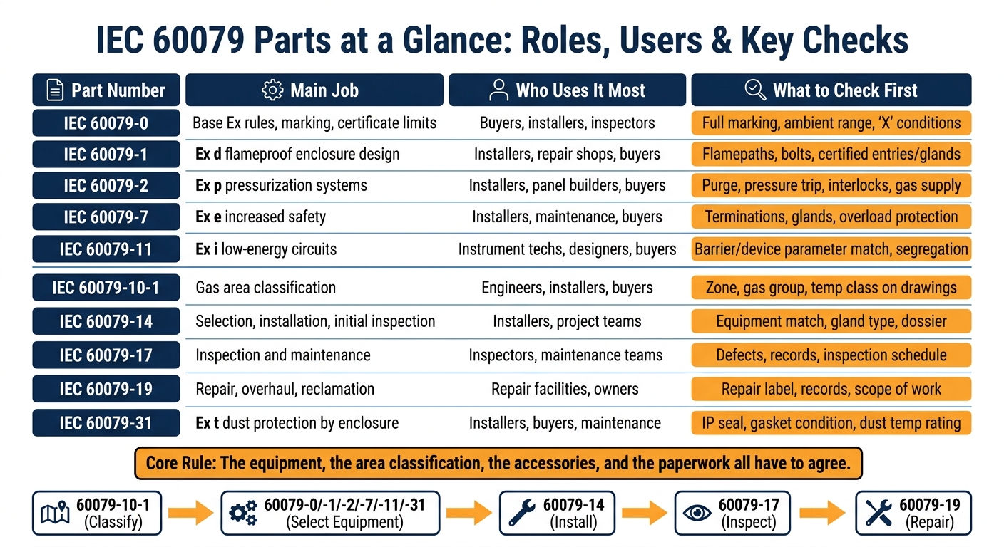 IEC 60079 Parts at a Glance: Roles, Users & Key Checks