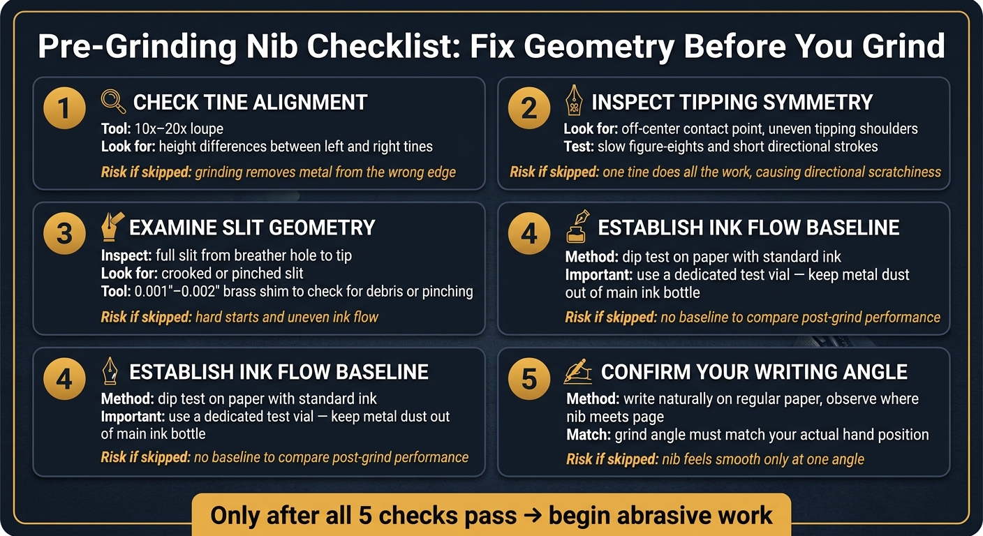 Pre-Grinding Nib Checklist: Fix Geometry Before You Grind