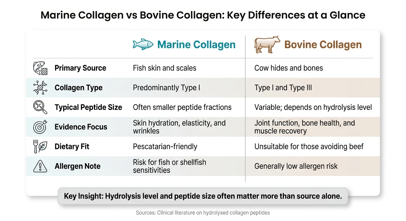 Marine Collagen vs Bovine Collagen: Key Differences at a Glance