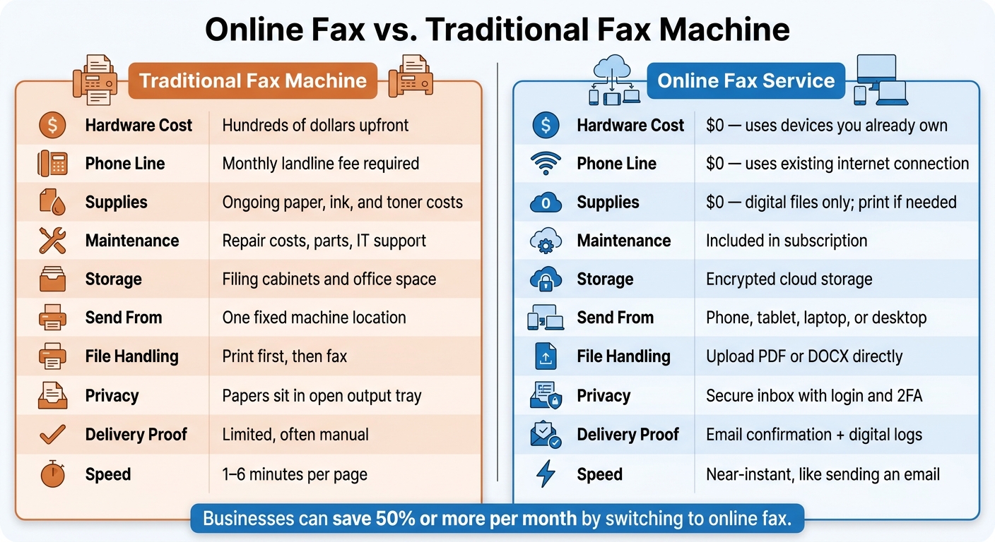 Online Fax vs. Fax Machine: Full Cost & Feature Comparison