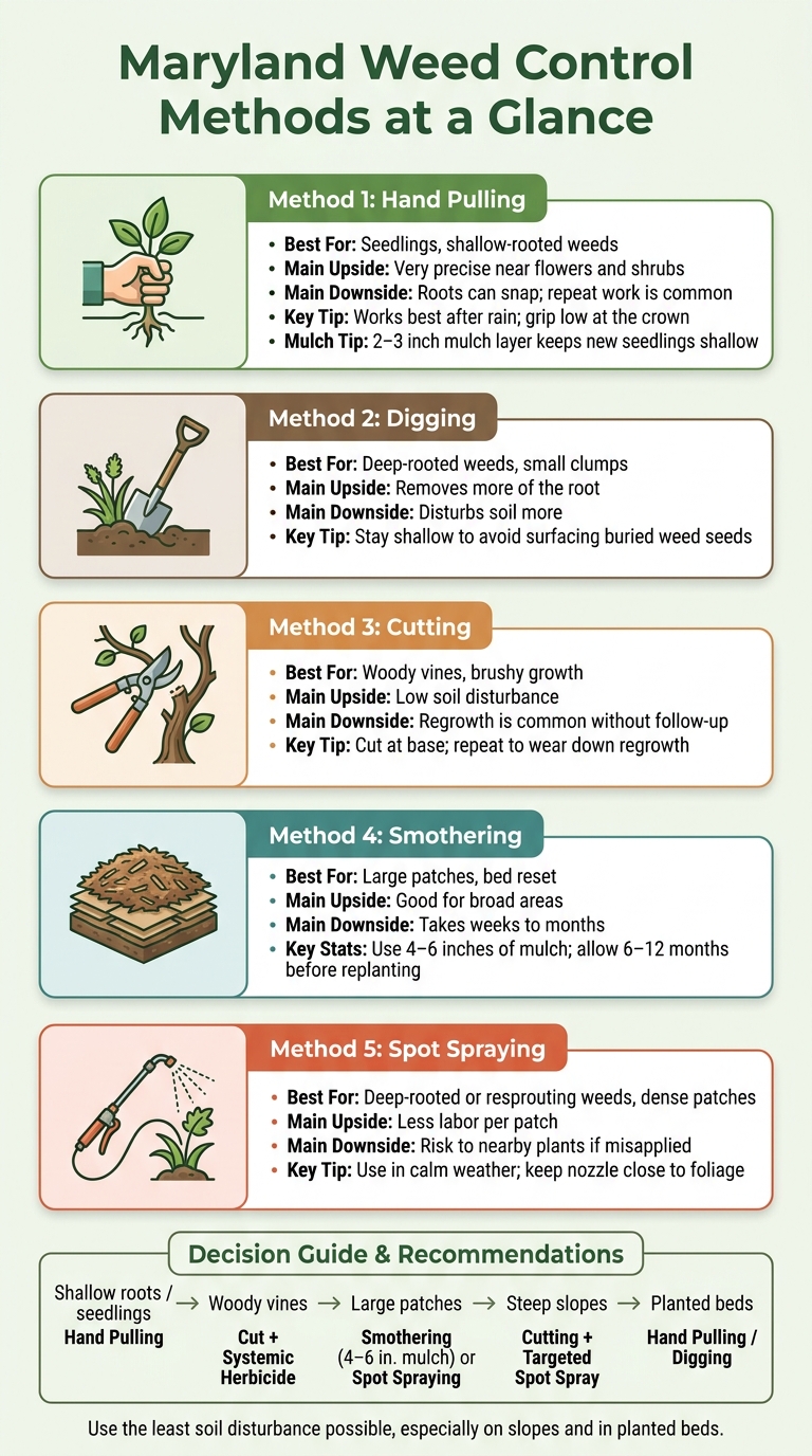 Maryland Weed Control Methods: Hand Pull vs. Spray Comparison Guide