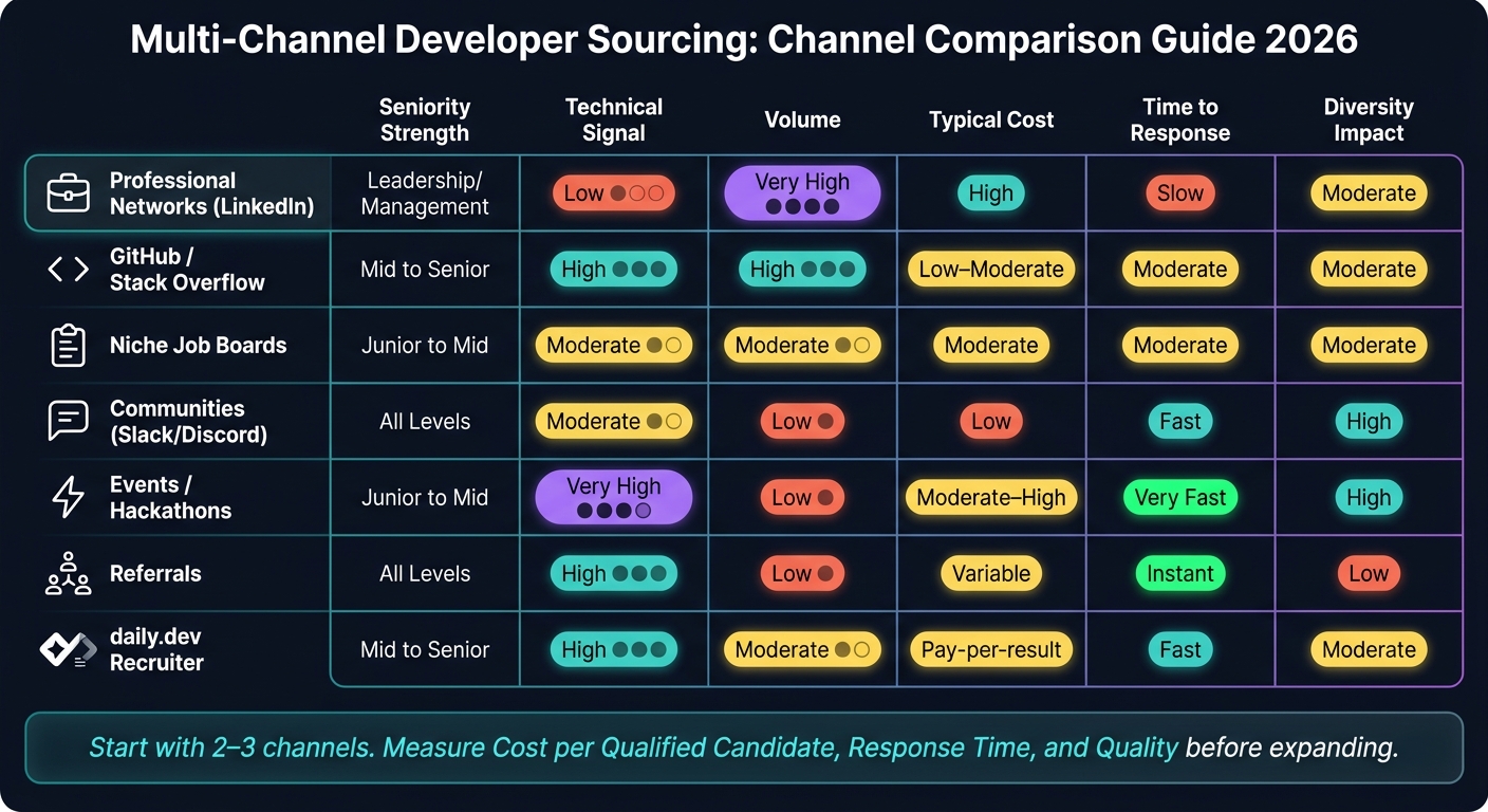 Multi-Channel Developer Sourcing: Channel Comparison Guide 2026