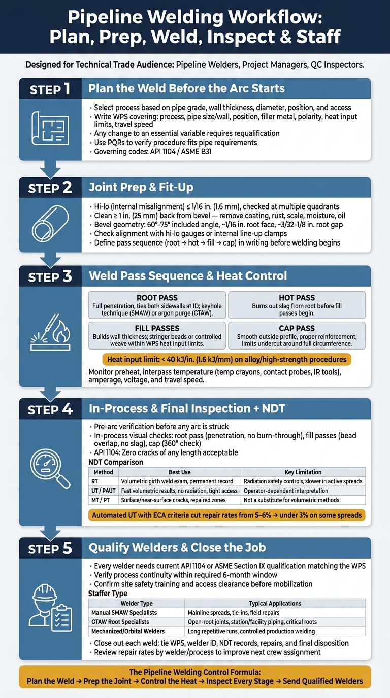 Pipeline Welding Workflow: Plan, Prep, Weld, Inspect & Staff