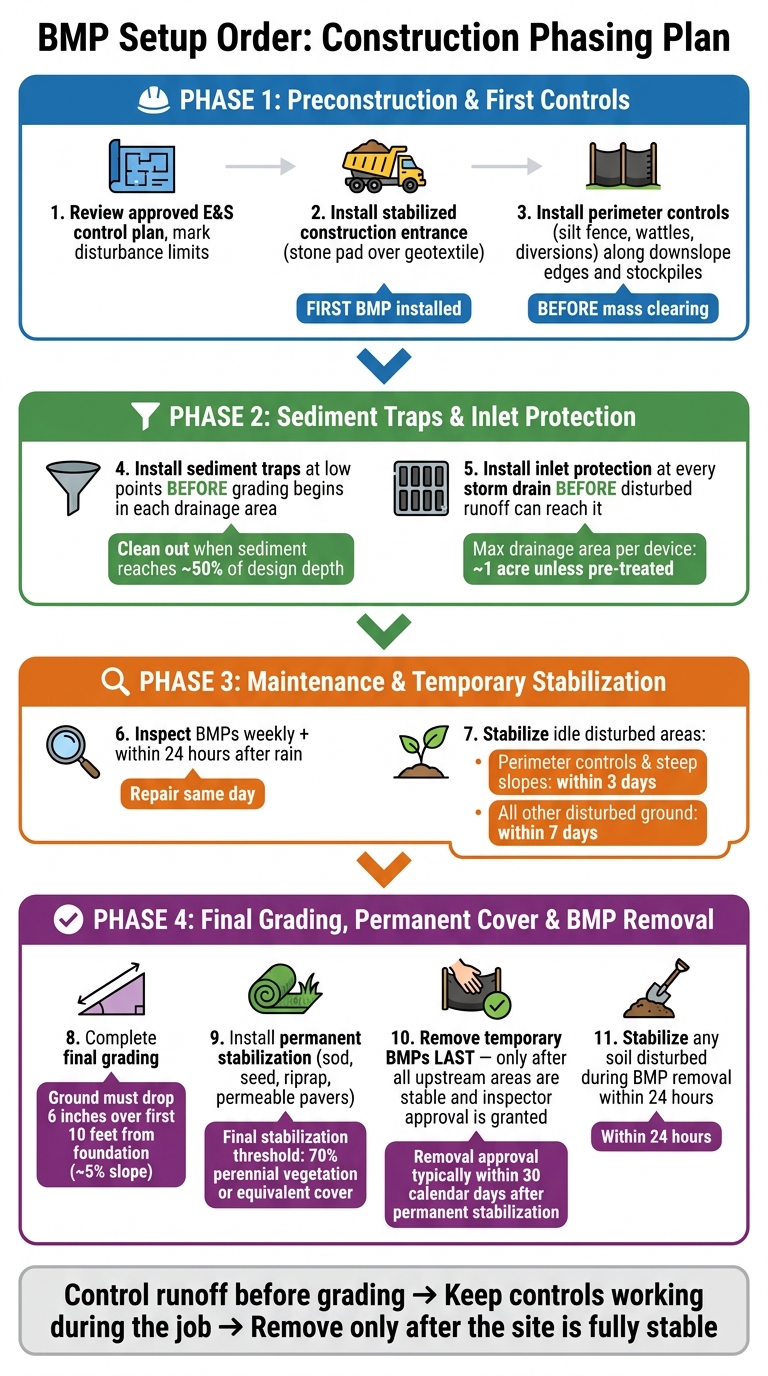 BMP Setup Order: Construction Phasing Plan from First Access to Final Cover