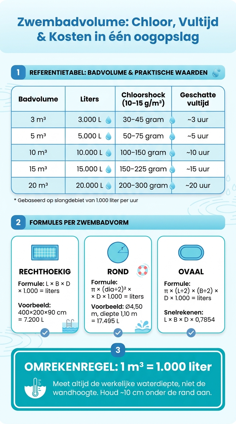 Zwembad Volume & Chloor Berekening: Snelle Referentiegids