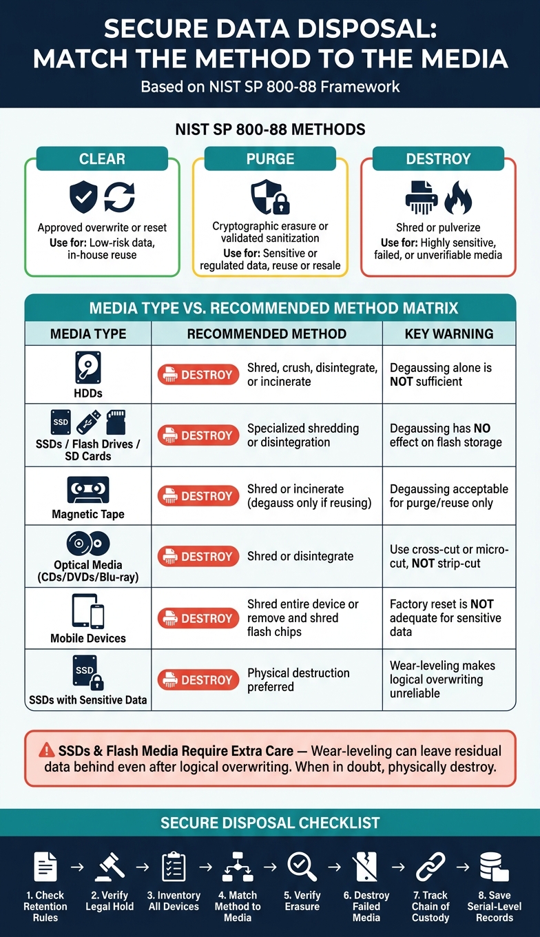Data Disposal Methods by Media Type: NIST SP 800-88 Guide
