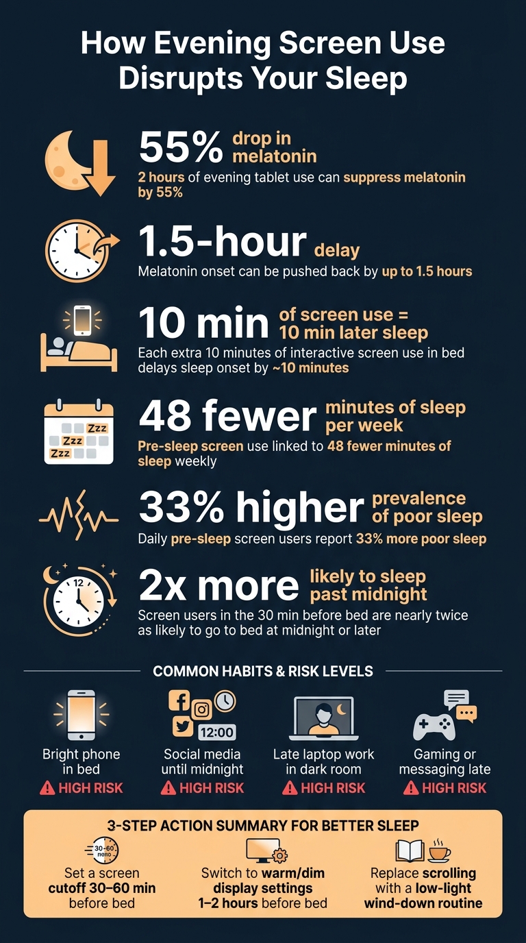How Evening Screen Use Disrupts Your Sleep: Key Stats