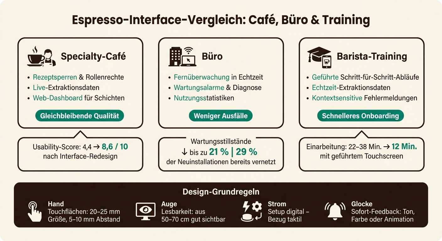 Espresso-Interface-Vergleich: Café, Büro & Training