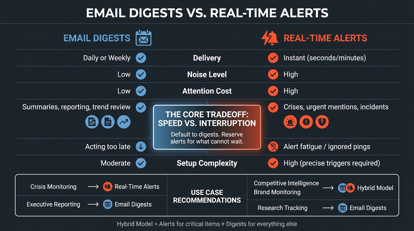 Email Digests vs. Real-Time Alerts: Side-by-Side Comparison