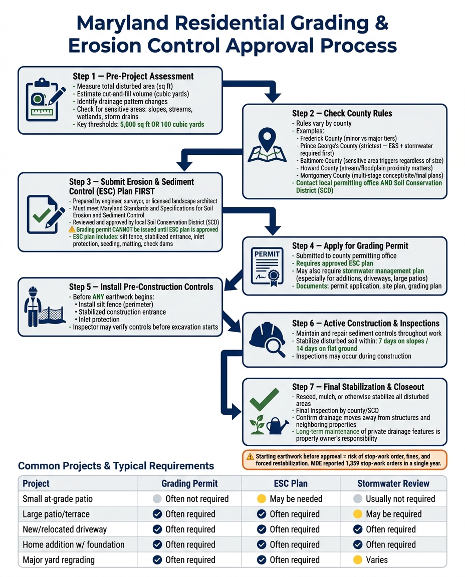 Maryland Grading Permit vs Erosion Control Plan: Approval Process Flow
