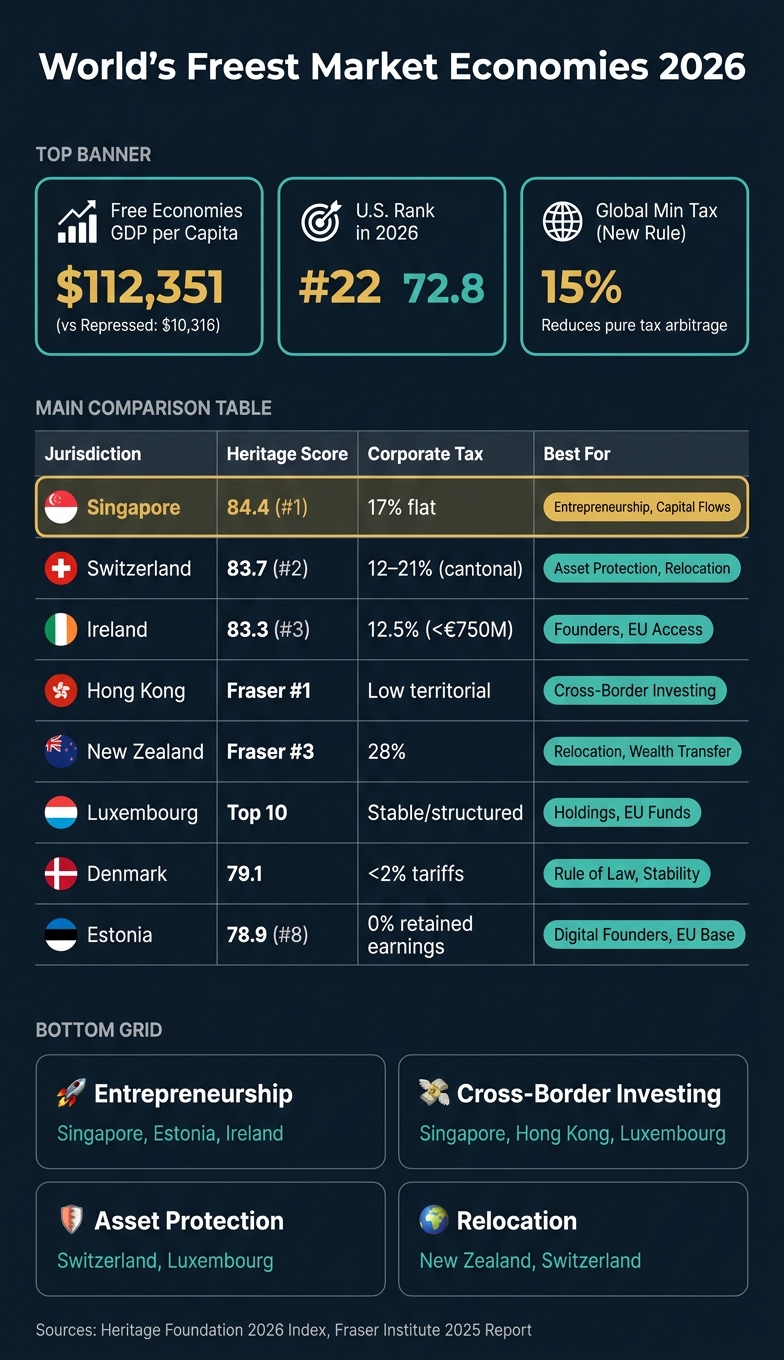 World's Freest Market Economies 2026: Rankings, Scores & Best Use Cases