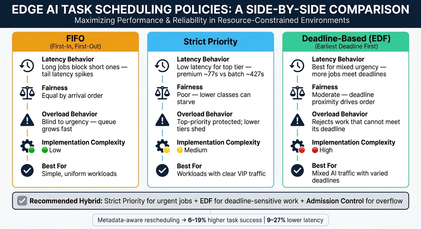 Edge AI Scheduling Policies: FIFO vs Priority vs EDF Compared