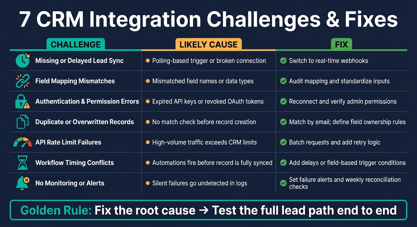 7 CRM Integration Challenges: Symptoms, Causes & Fixes