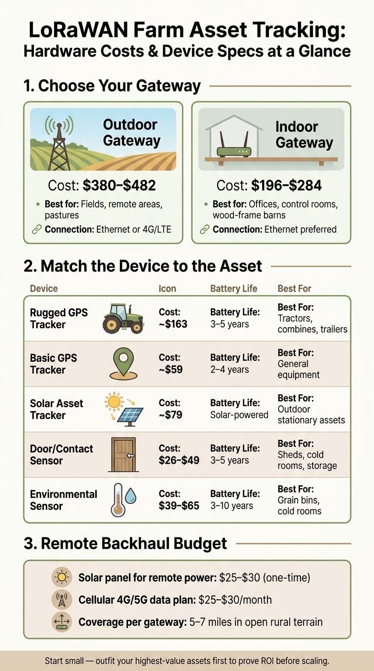 LoRaWAN Farm Asset Tracking: Hardware Costs & Device Specs at a Glance
