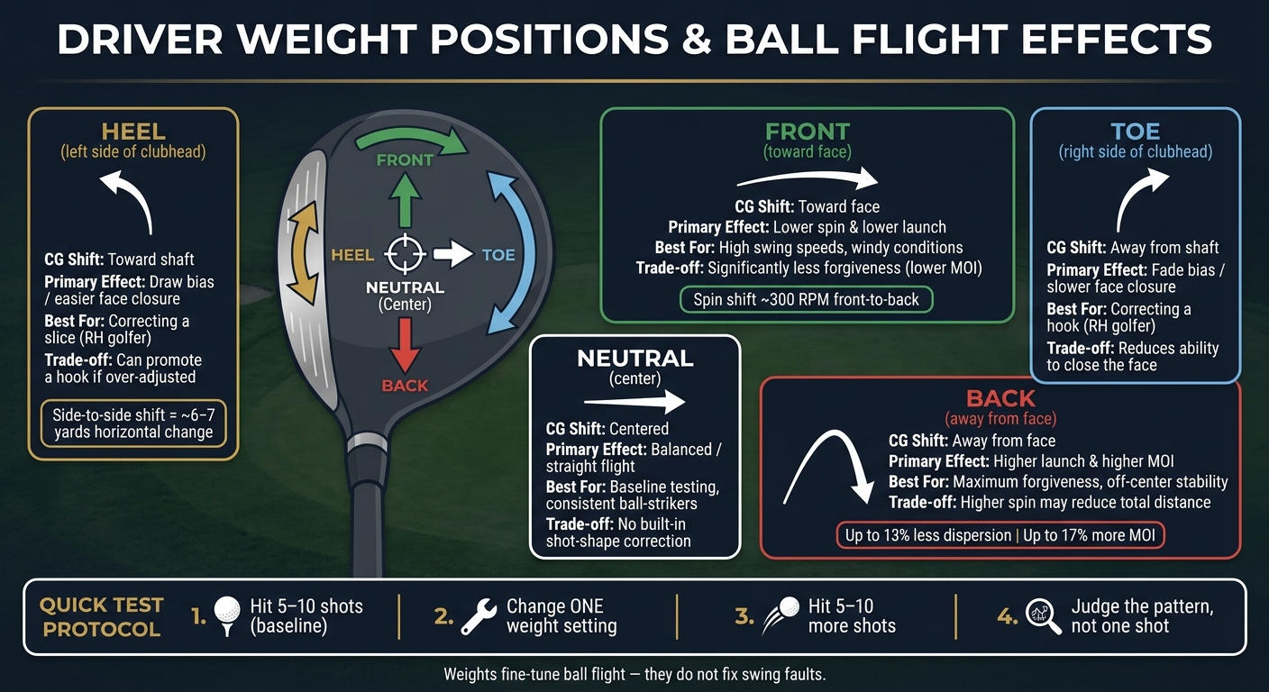 Driver Weight Positions: Ball Flight Effects at a Glance