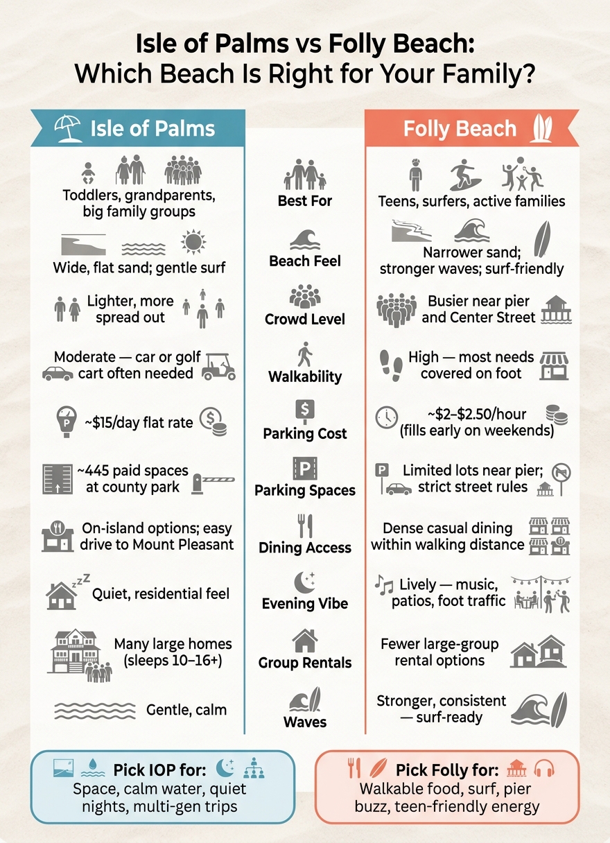 Isle of Palms vs Folly Beach: Family Beach Comparison Guide