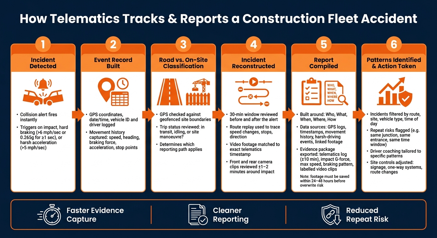 How Telematics Tracks & Reports a Construction Fleet Accident