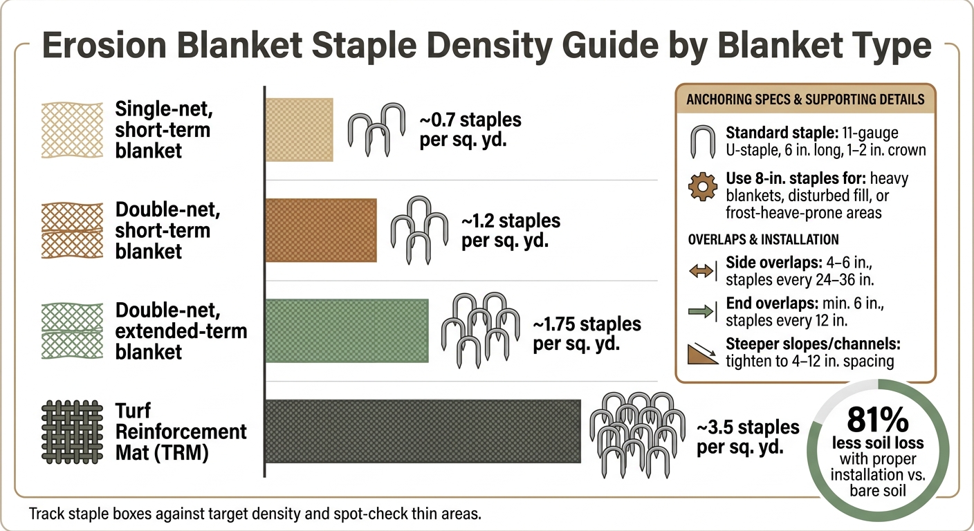 Erosion Blanket Staple Density Guide by Blanket Type