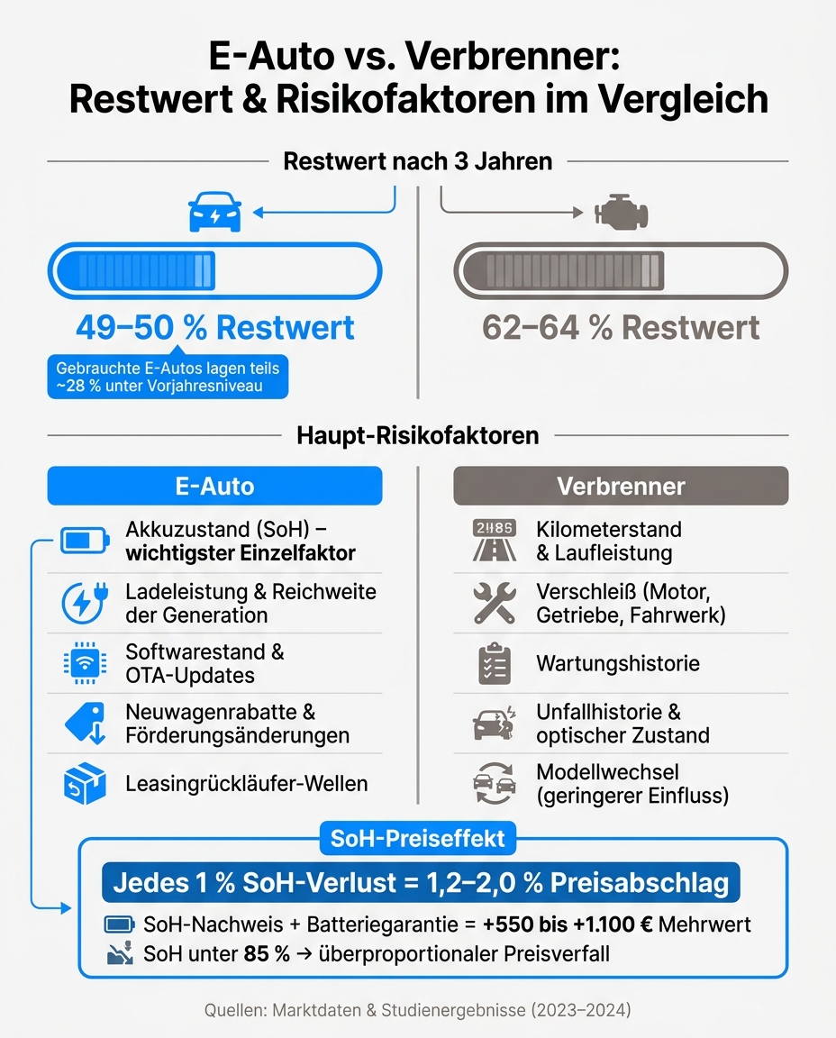 E-Auto vs. Verbrenner: Restwert & Risikofaktoren im Vergleich
