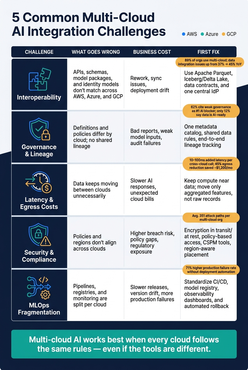 5 Multi-Cloud AI Integration Challenges: Causes, Costs & Fixes
