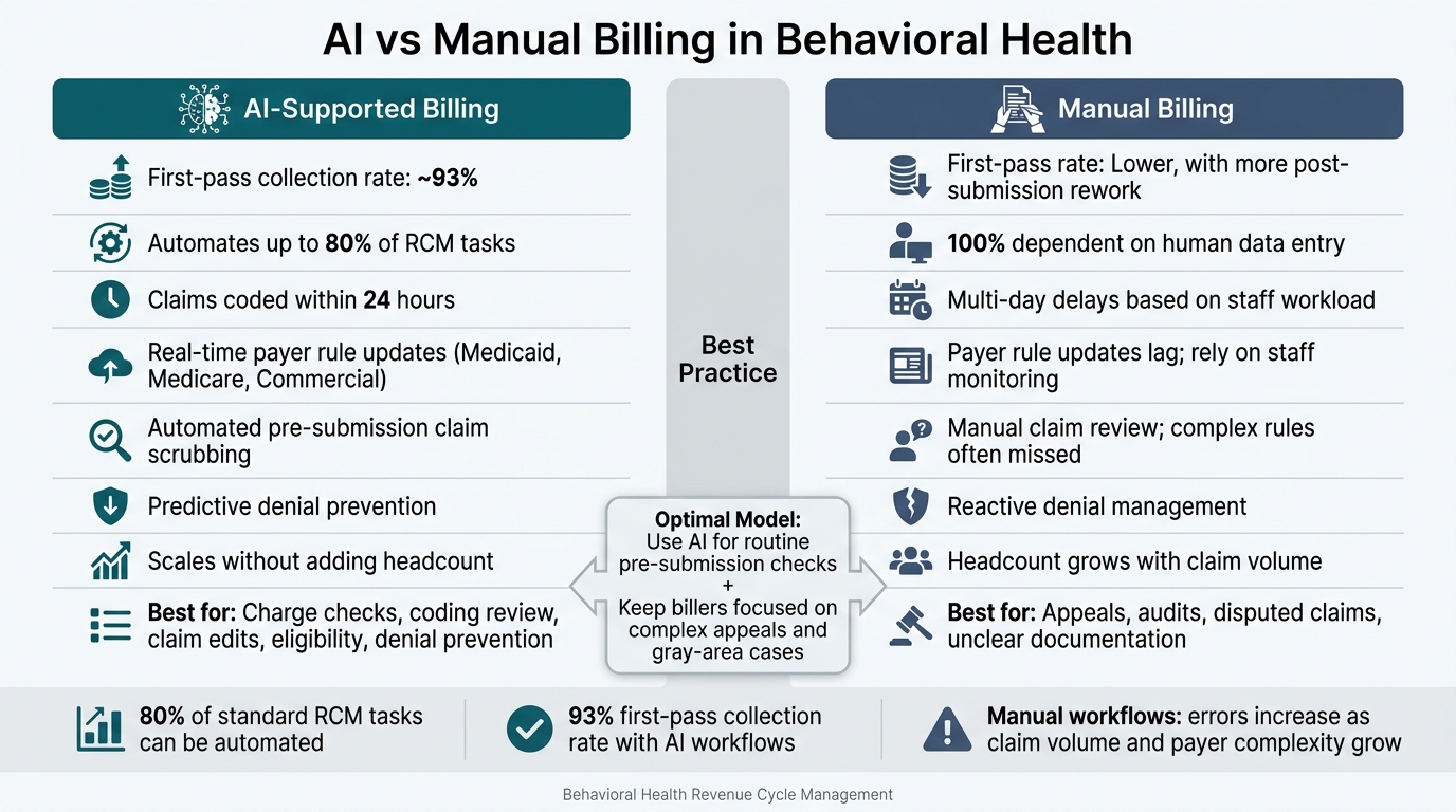 AI vs Manual Billing in Behavioral Health: Key Metrics Compared