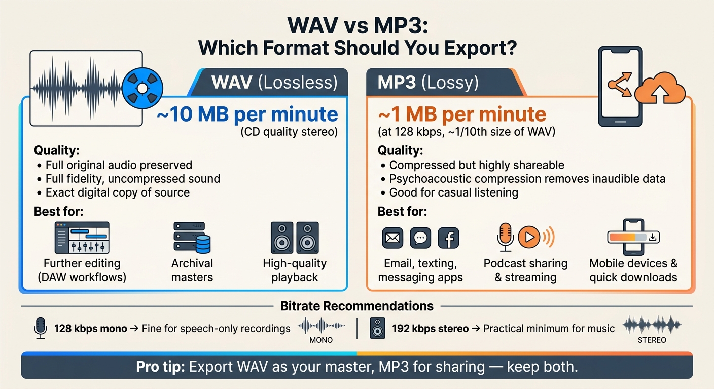 WAV vs MP3: File Size & Quality Guide for Batch Audio Export