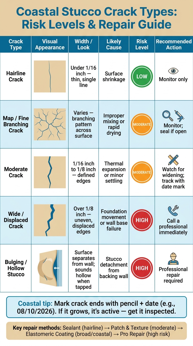 Coastal Stucco Crack Types: Risk Levels & Repair Guide