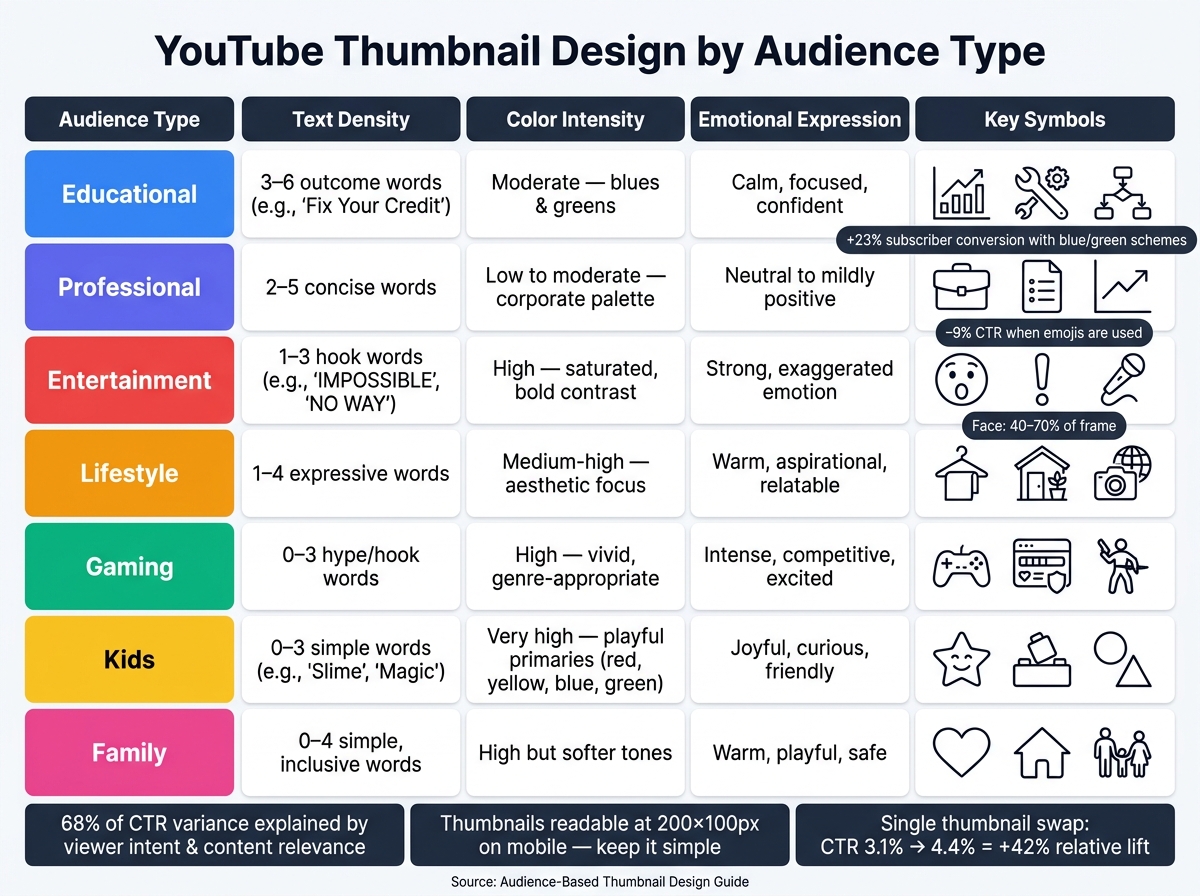 YouTube Thumbnail Design by Audience Type: Quick Reference Guide