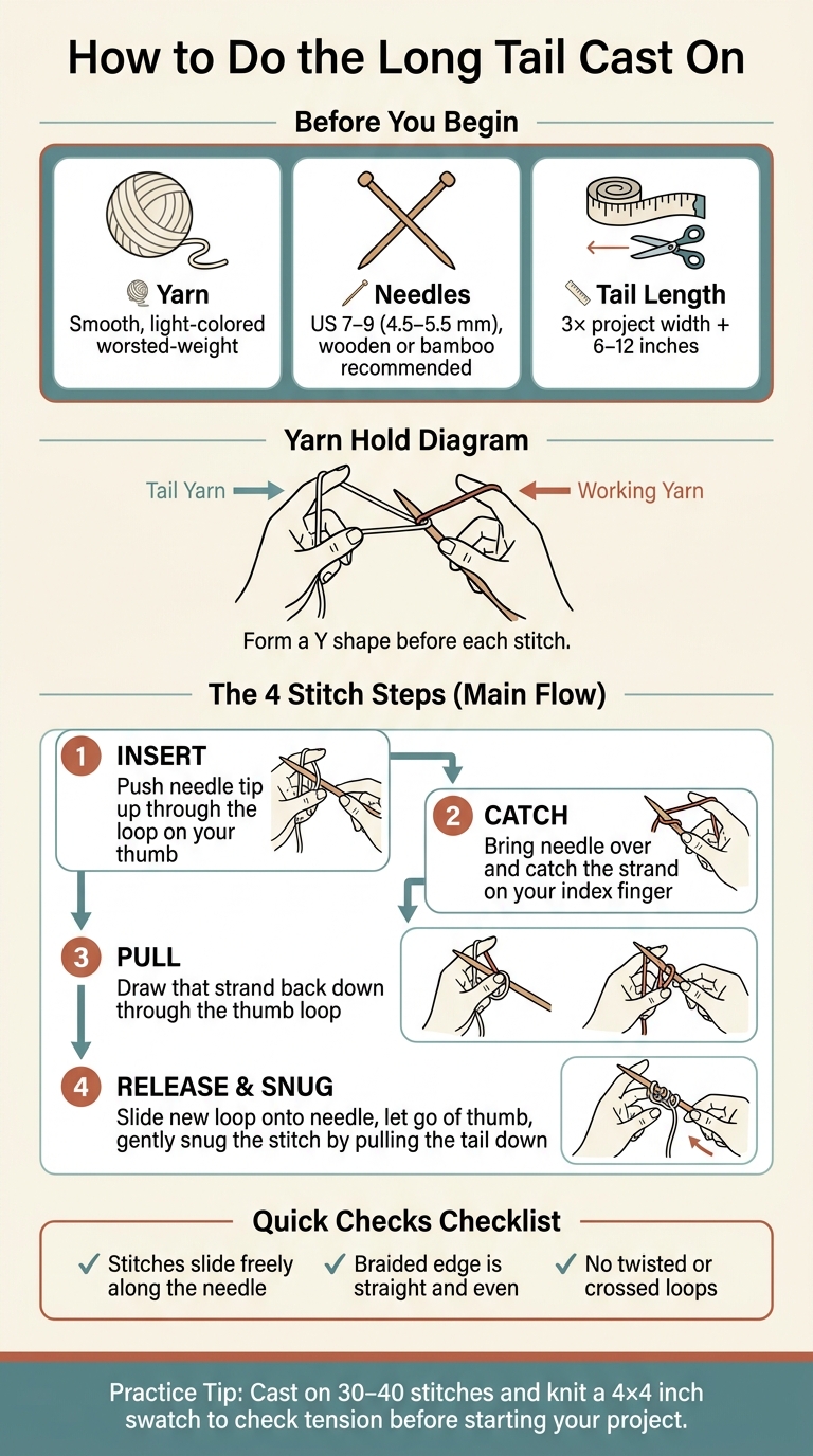 Long Tail Cast On: 4-Step Visual Guide for Beginners