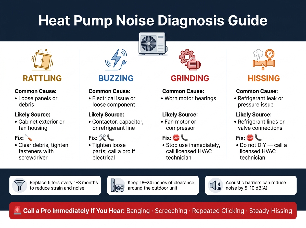 Heat Pump Noise Diagnosis Guide: Sounds, Causes & Fixes