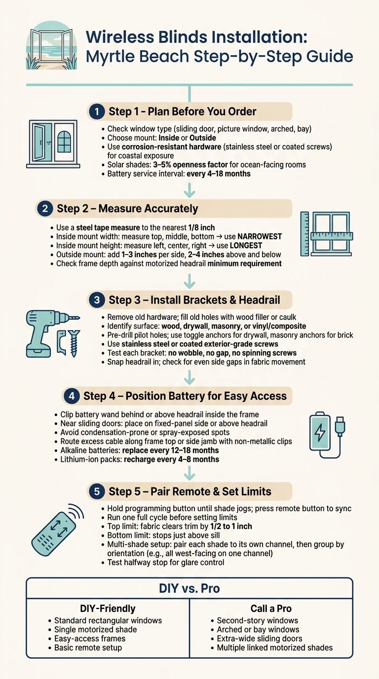 Wireless Blinds Installation Checklist for Myrtle Beach Homes