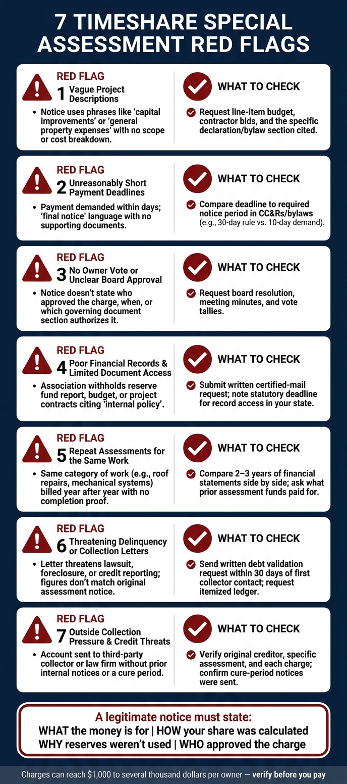 7 Timeshare Special Assessment Red Flags: Legitimate vs. Questionable Notices