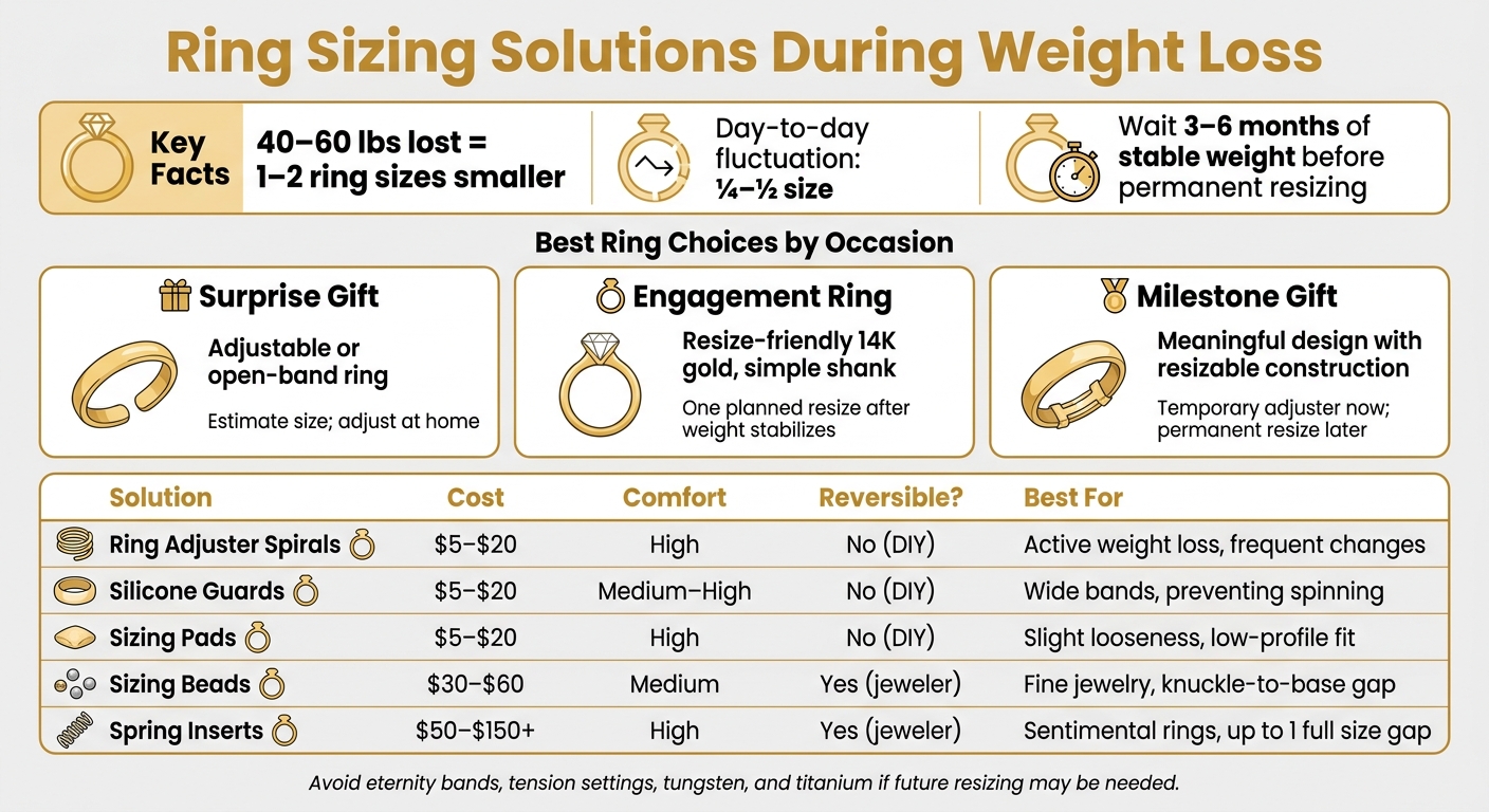 Ring Sizing Solutions During Weight Loss: At-a-Glance Guide
