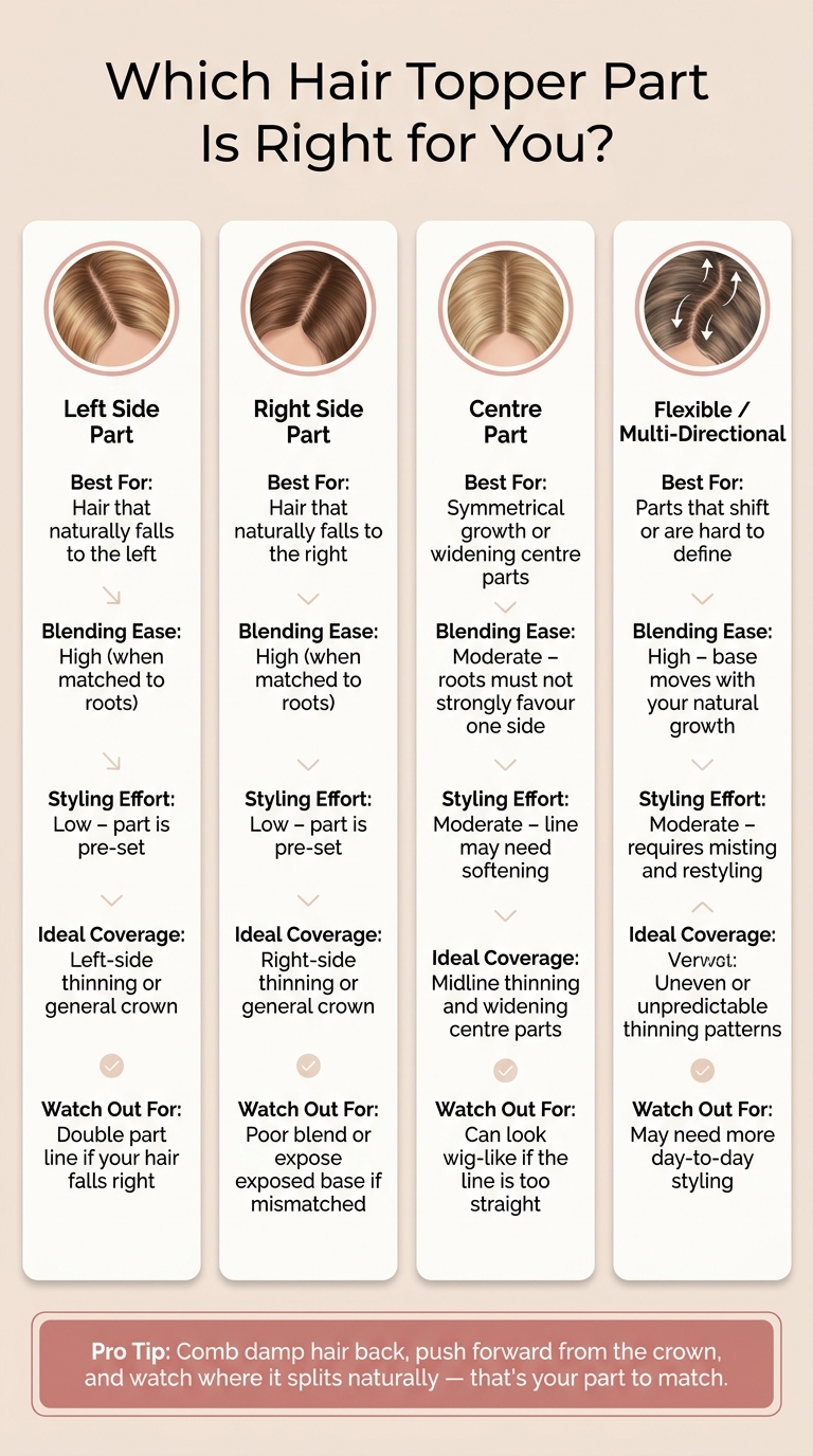 Left vs Right vs Centre Part Hair Topper: Quick Comparison Guide