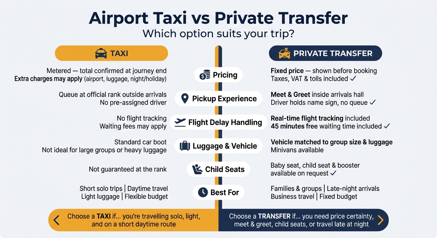 Airport Taxi vs Private Transfer: Full Comparison Guide