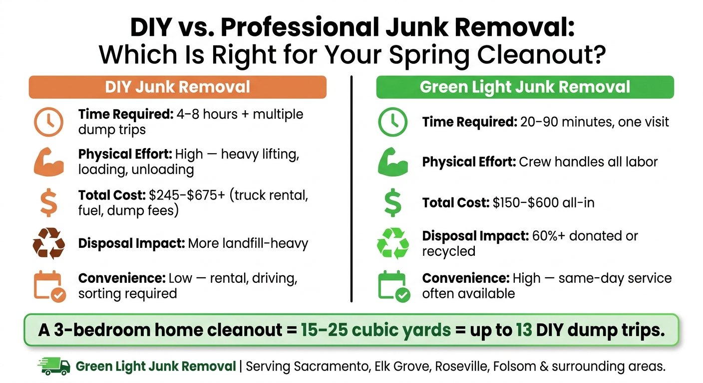 DIY vs. Professional Junk Removal: Sacramento Spring Cleaning Comparison