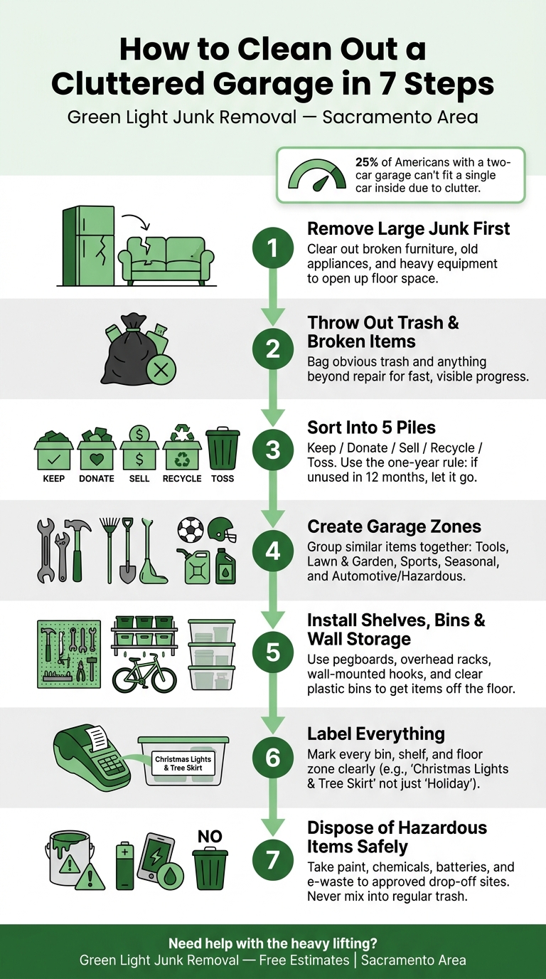 How to Clean Out a Cluttered Garage: 7-Step Process