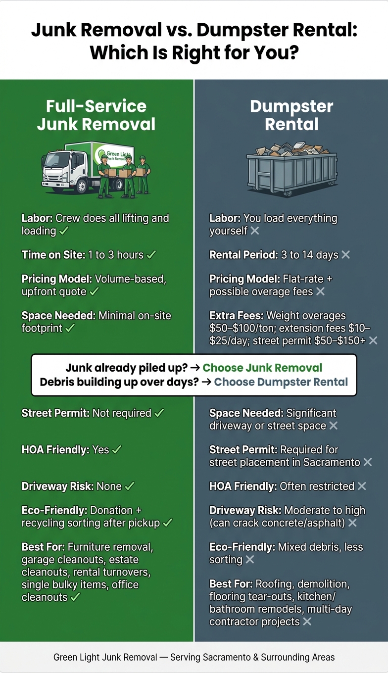 Junk Removal vs. Dumpster Rental: Side-by-Side Comparison