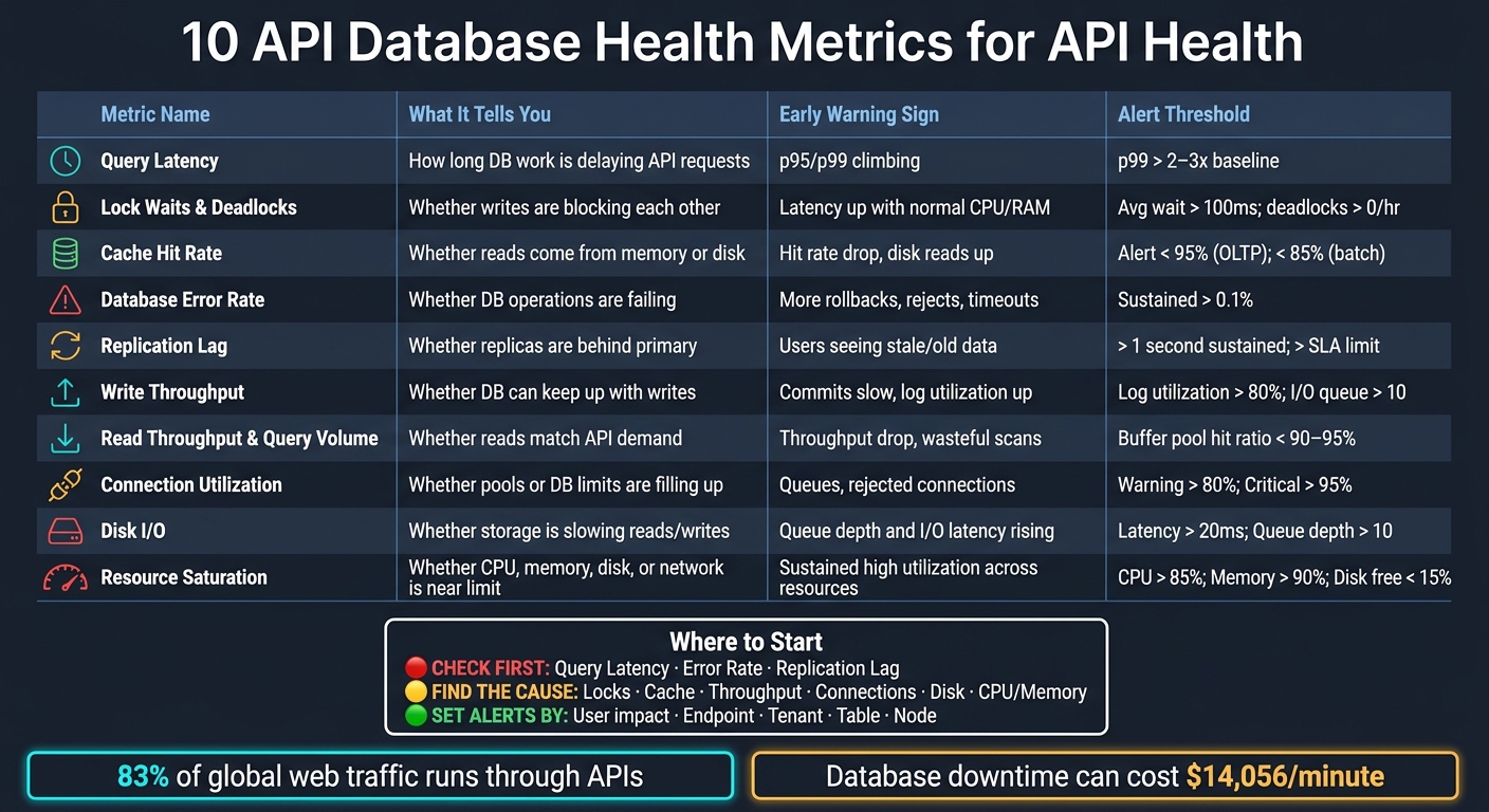 10 API Database Health Metrics: What to Watch & When to Alert